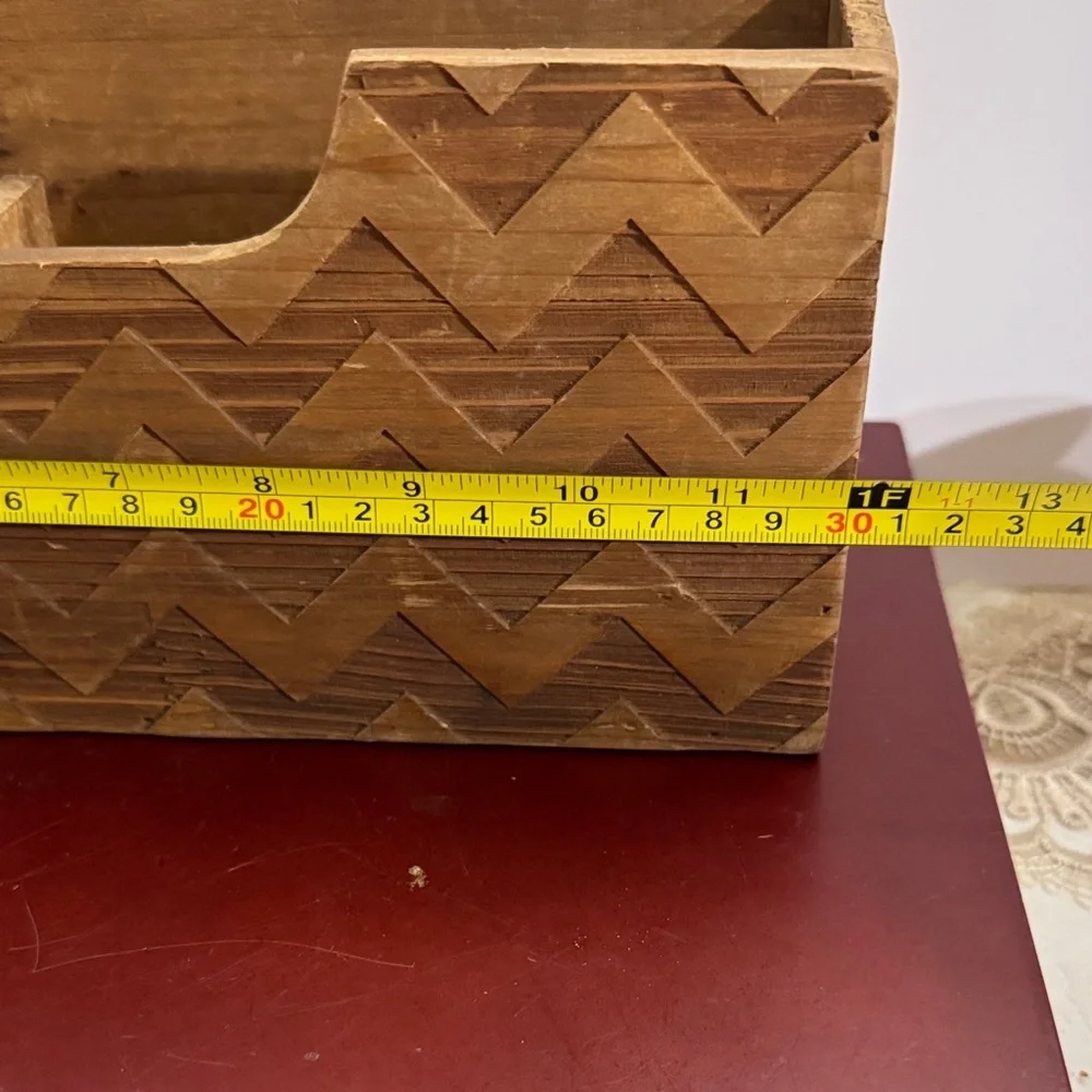 Rustic Wooden Organizer with Chevron Pattern